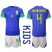 Brasilien Marquinhos #4 Barnkläder Borta matchtröja till baby VM 2022 Kortärmad (+ Korta byxor) Billigt
